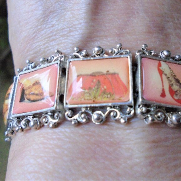 2/$25 Antique Silver Picture tile  Stretch bracelet romance, lovers or Taj Mahal - Picture 4 of 6